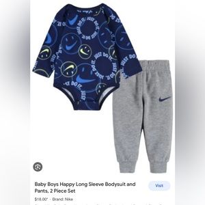 Baby boys happy long sleeve body suit & pants , 2 pc set.